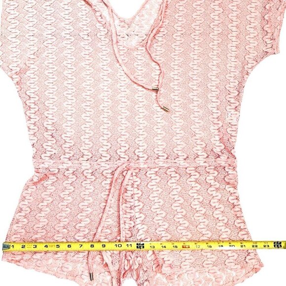 MELISSA ODABASH Lace Beach Cover-Up Women Small Peach Sheer‎ Summer Romper Italy - Picture 13 of 15
